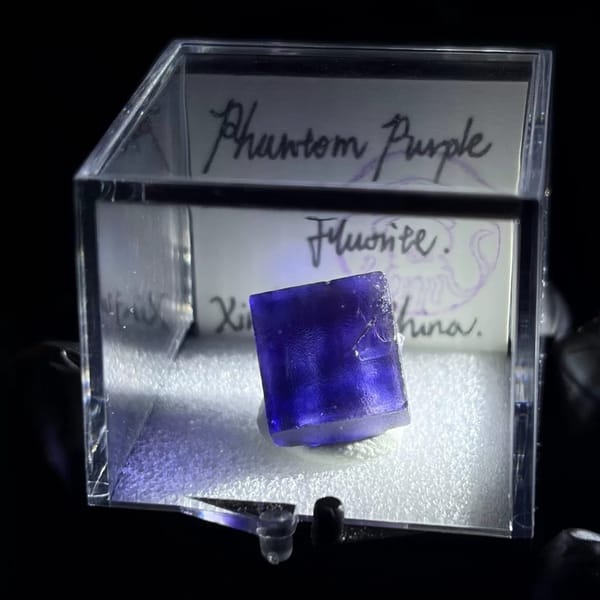 Purple-zoned fluorite crystal from Aksu, natural mineral for display, photo 5 of 6