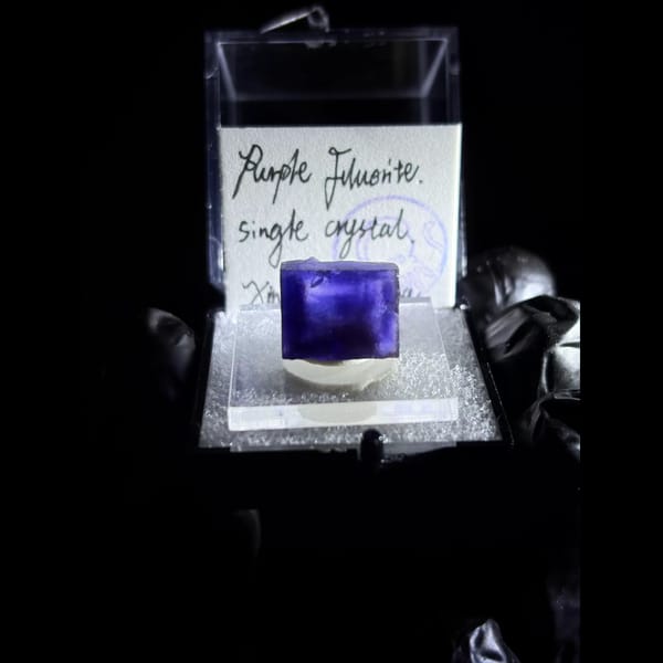 Deep purple fluorite single crystal from Aksu, Xinjiang, China, natural mineral specimen, photo 1 of 6
