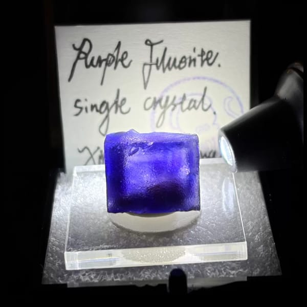 Single crystal of deep purple fluorite from Aksu, one-of-a-kind specimen, photo 3 of 6