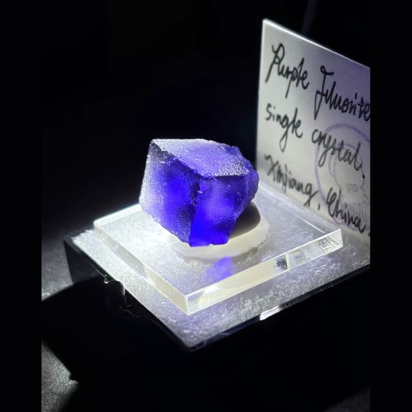 One-of-a-kind deep purple fluorite crystal specimen from Aksu, Xinjiang, China, photo 4 of 6