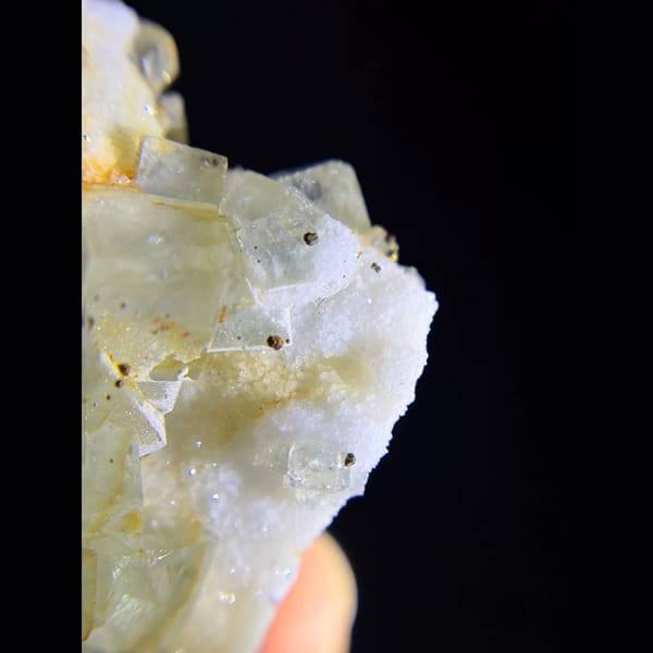 Crystal of pale green fluorite with pyrite from Hunan, one-of-a-kind specimen, photo 3 of 4