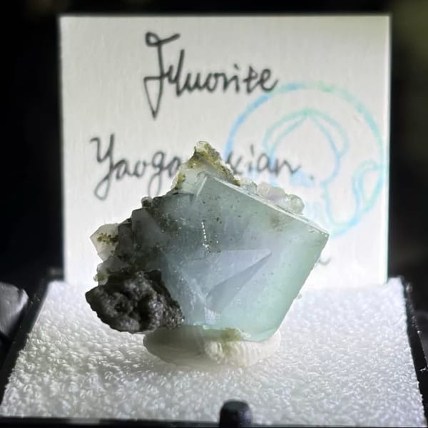 Lake blue and mint green fluorite from Yaogangxian, Hunan, China, natural mineral specimen, photo 1 of 3