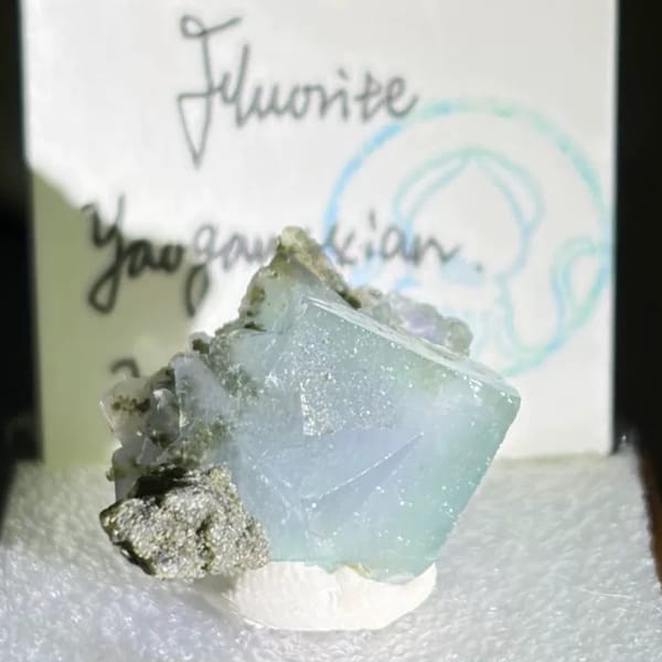 Lake blue and mint green fluorite from Yaogangxian, Hunan, China, natural mineral specimen, photo 3 of 3