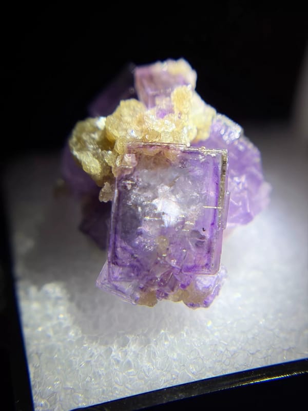 Deep Purple Fluorite with Golden Muscovite — Yaogangxian, Hunan, China, natural mineral specimen, photo 5 of 8