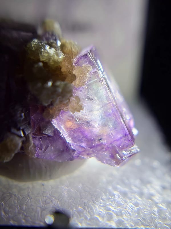 Deep Purple Fluorite with Golden Muscovite — Yaogangxian, Hunan, China, natural mineral specimen, photo 6 of 8