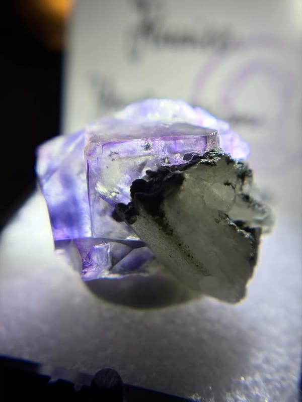 Blue-Purple Fluorite with Quartz and Chlorite — Yaogangxian, Hunan, China, natural mineral specimen, photo 2 of 5