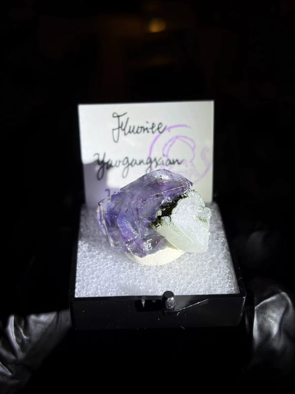 Blue-Purple Fluorite with Quartz and Chlorite — Yaogangxian, Hunan, China, natural mineral specimen, photo 3 of 5