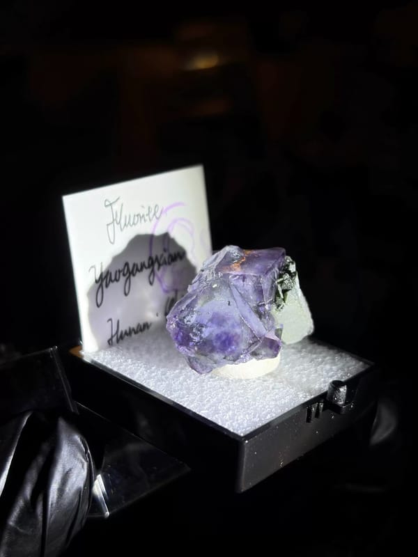 Blue-Purple Fluorite with Quartz and Chlorite — Yaogangxian, Hunan, China, natural mineral specimen, photo 4 of 5