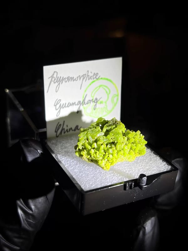 Apple-Green Pyromorphite Crystal Cluster — Shaoguan, Guangdong, China, natural mineral specimen, photo 3 of 7