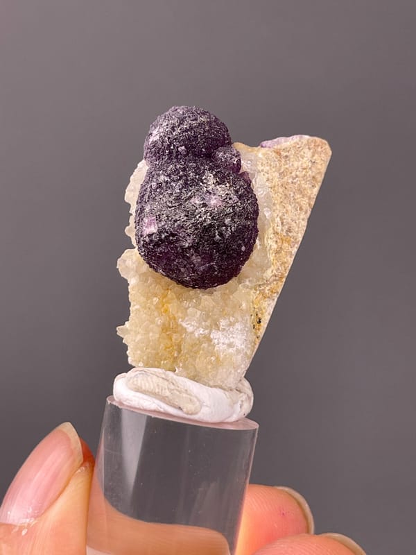 Purple botryoidal fluorite aggregates on natural purple fluorite specimen from Xinyang, Henan, China