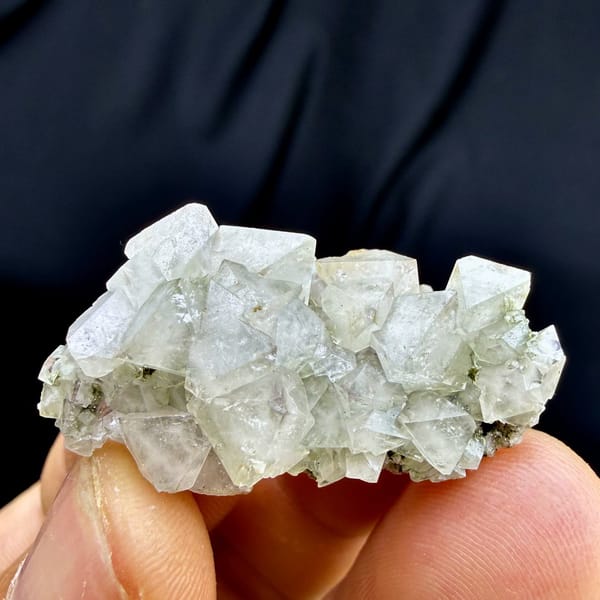 Purple-tipped scheelite with fluorite and calcite from Yaogangxian Mine, Hunan, China, view 5 of 6