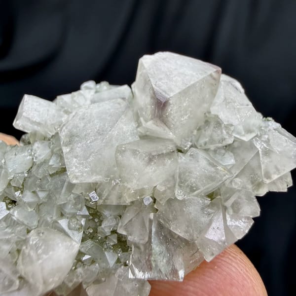 Purple-tipped scheelite crystals with clear fluorite from Yaogangxian Mine, Hunan, China, view 2 of 6