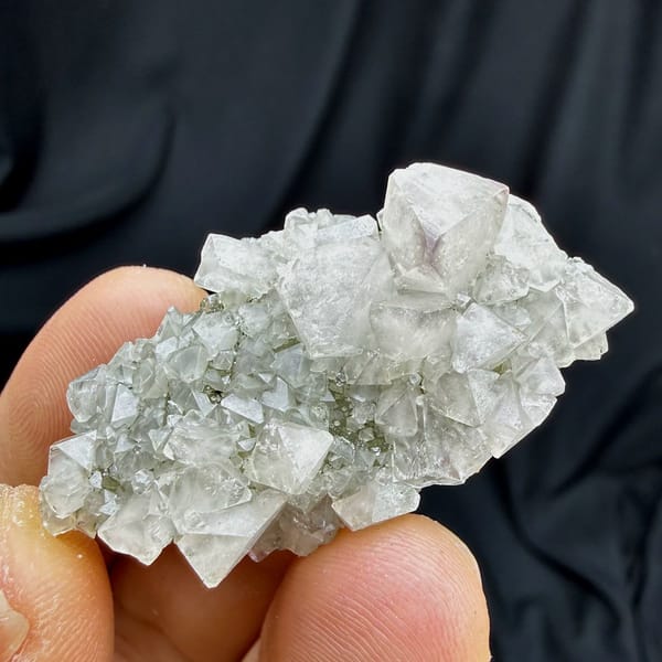 Purple-tipped scheelite crystals with clear fluorite from Yaogangxian Mine, Hunan, China, view 5 of 6
