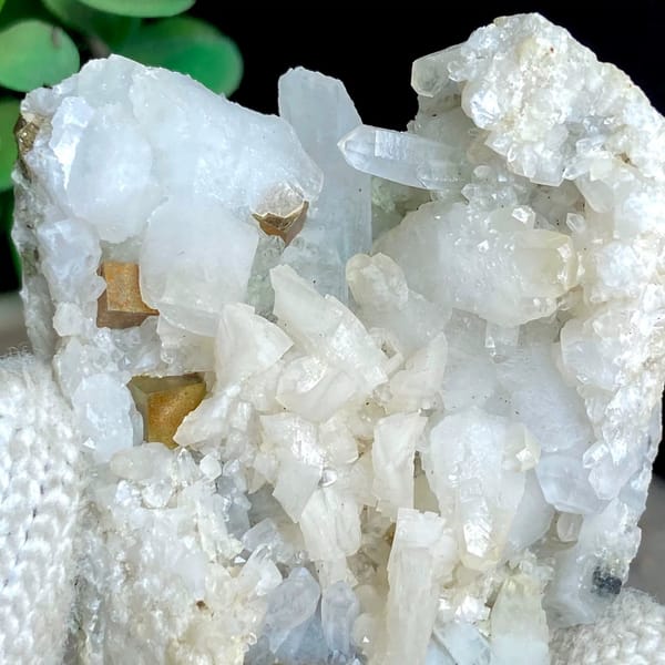 White quartz and dolomite with brassy pyrite from Shangbao, Hunan, China, view 4 of 9