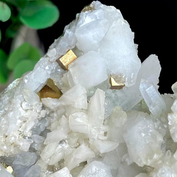 White quartz and dolomite with brassy pyrite from Shangbao, Hunan, China, view 5 of 9