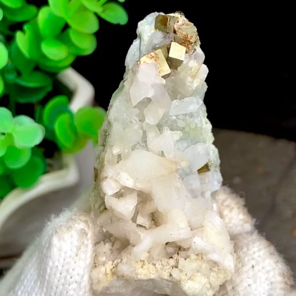 Pyrite cubes on white quartz and dolomite from Shangbao Mine, Hunan, China