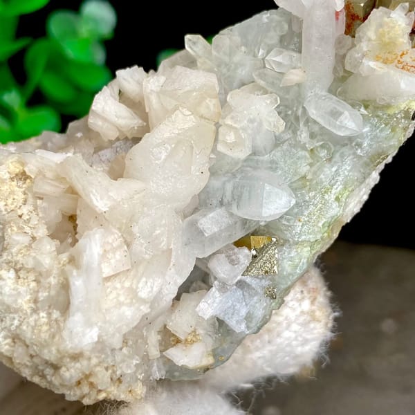 Pyrite cubes on white quartz and dolomite from Shangbao Mine, Hunan, China, view 4 of 9