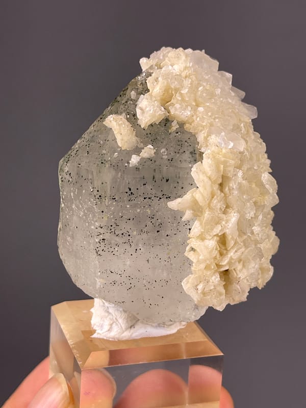 Quartz specimen from Yaogangxian Mine, Hunan, China, defined by smoky prism with white overgrowth