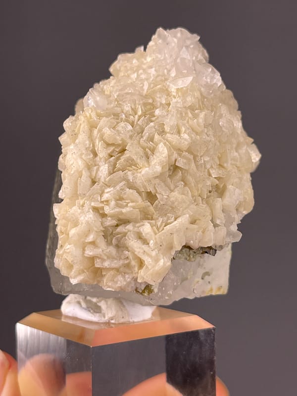 Quartz specimen from Yaogangxian Mine, Hunan, China highlighting smoky prism with white overgrowth
