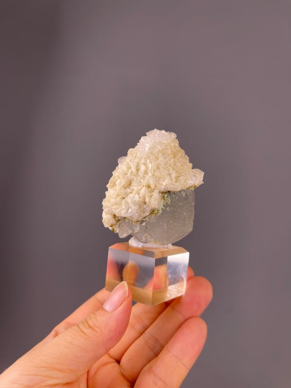 Quartz specimen from Yaogangxian Mine, Hunan, China bearing smoky prism with white overgrowth