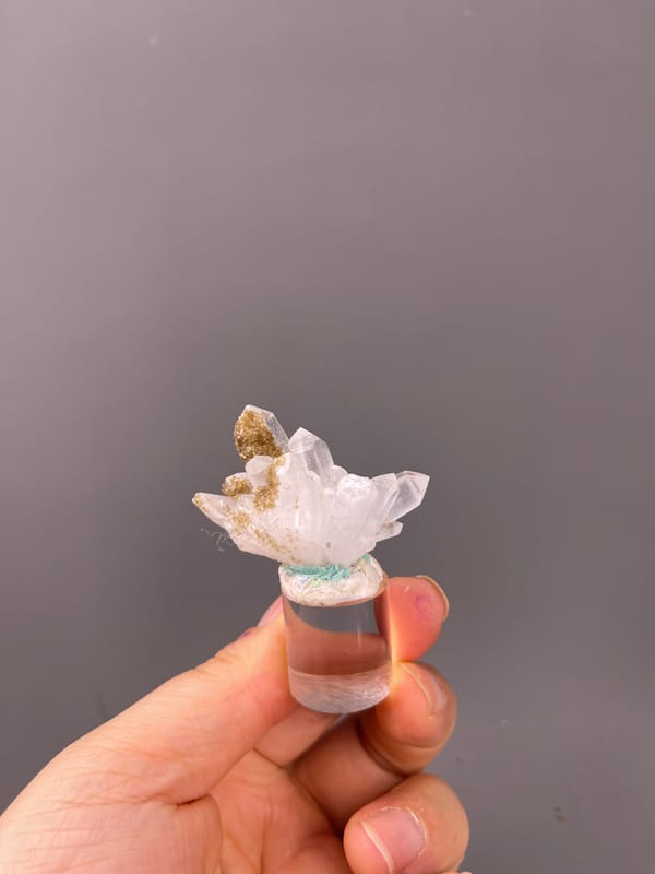 Quartz specimen from Longyan, Fujian, China, characterized by clear quartz fan with brown coating