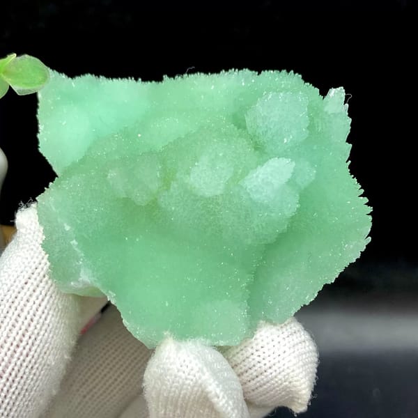 Mint-green radiating aragonite with sugary skin from Sichuan, China, view 3 of 9