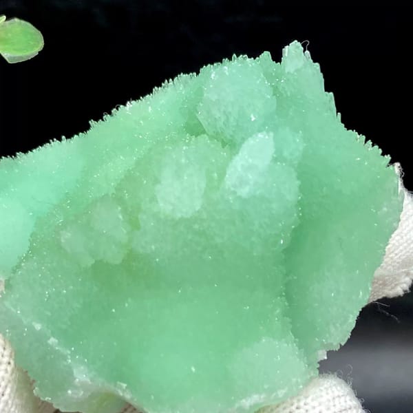Mint-green radiating aragonite with sugary skin from Sichuan, China, view 6 of 9