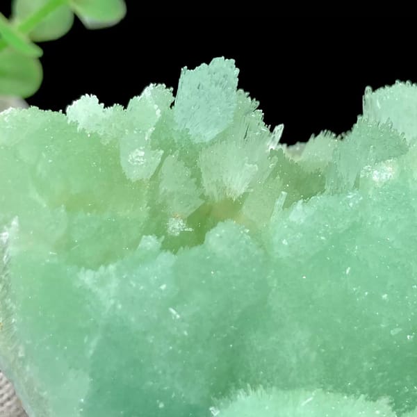 Mint-green radiating aragonite peak with sugary skin from Sichuan, China, view 4 of 9