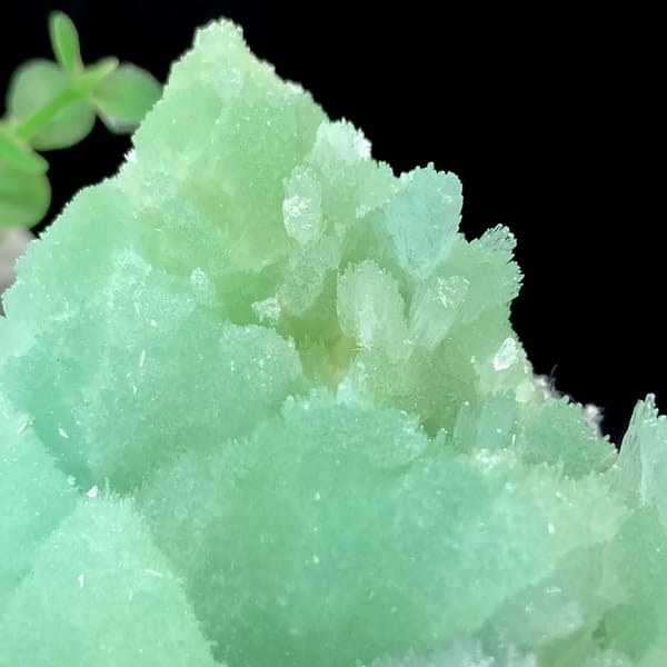 Mint-green radiating aragonite peak with sugary skin from Sichuan, China, view 5 of 9