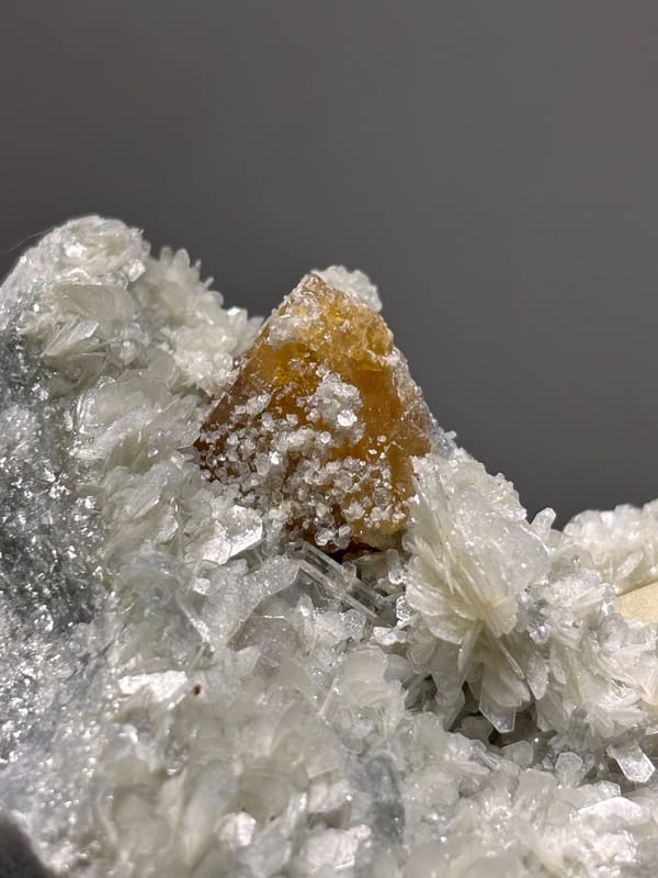 Scheelite plate with quartz, aquamarine and mica from Xuebaoding, Sichuan, China, view 3 of 7