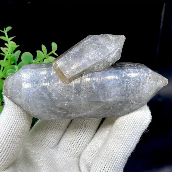 Smoky double-terminated quartz with second crystal across it from Yunnan, China, view 7 of 9