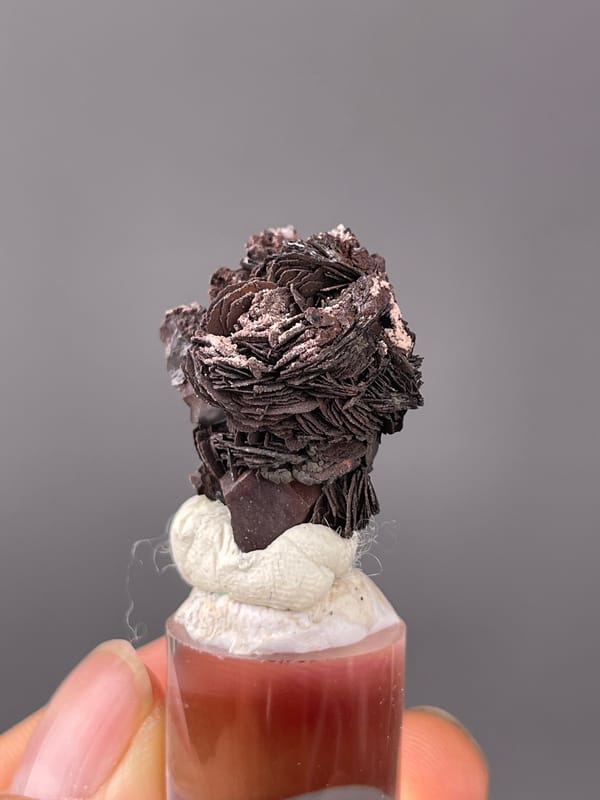 Specularite specimen from Jinlong, Guangdong, China showing dark bladed specularite rosette