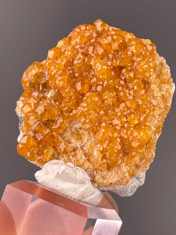 Spessartine Garnet specimen from Yunxiao, Fujian, China, characterized by orange-brown crystal druse