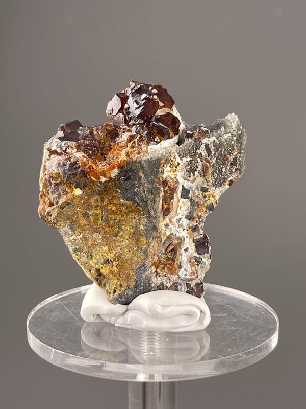Sphalerite specimen from Hunan, China featuring reddish-brown resinous crystals
