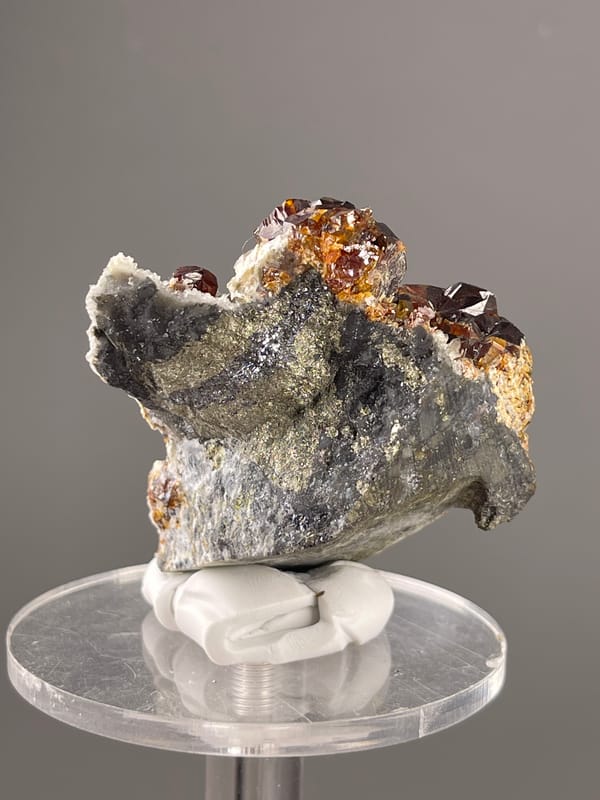 Sphalerite specimen from Hunan, China displaying reddish-brown resinous crystals