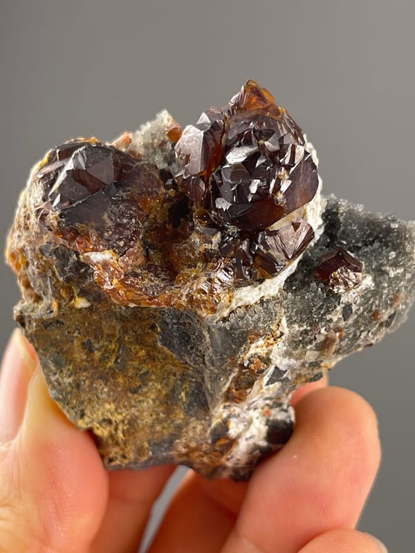 Sphalerite specimen from Hunan, China, detailed with reddish-brown resinous crystals