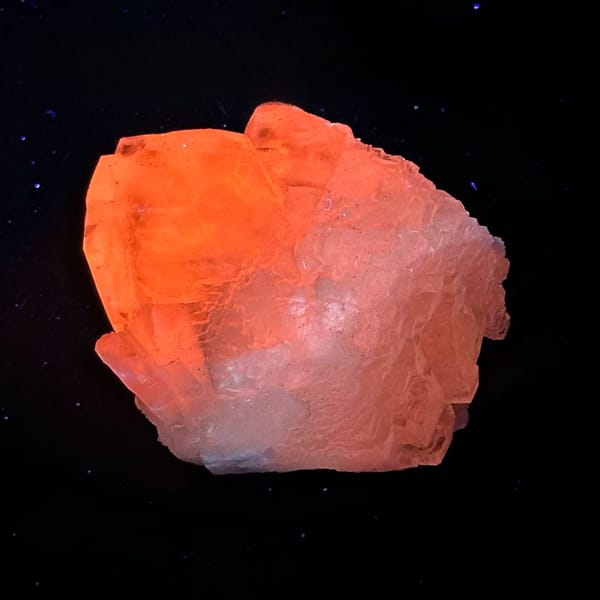 Stepped calcite crystals, from Yaogangxian Mine, Hunan, China, front view in daylight, view 2 of 12