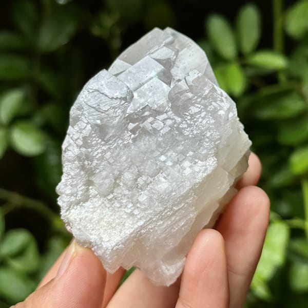 Stepped calcite crystals, from Yaogangxian Mine, Hunan, China, front view in daylight, view 11 of 12