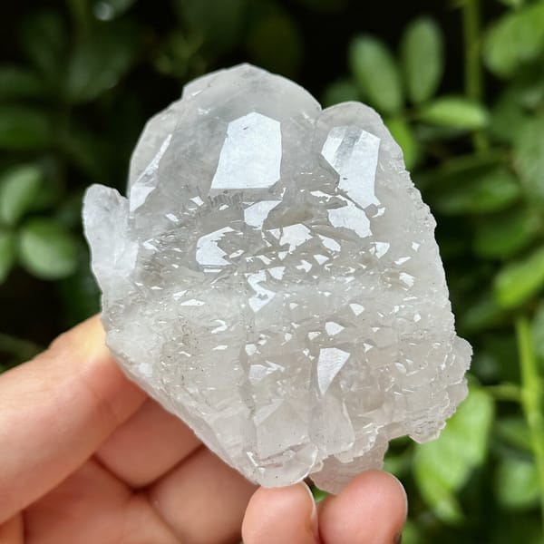 Stepped calcite crystals, from Yaogangxian Mine, Hunan, China, front view in daylight, view 12 of 12