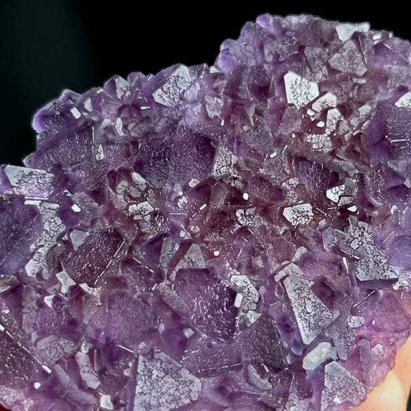 Thin translucent purple octahedral fluorite plate from Zhejiang, China, view 4 of 13