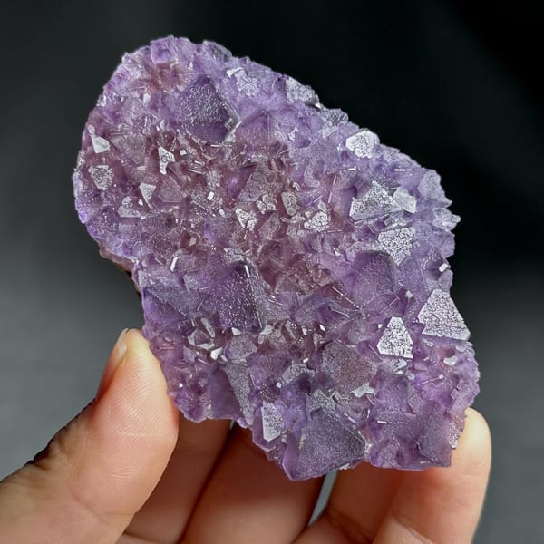 Thin translucent purple octahedral fluorite plate from Zhejiang, China, view 7 of 13