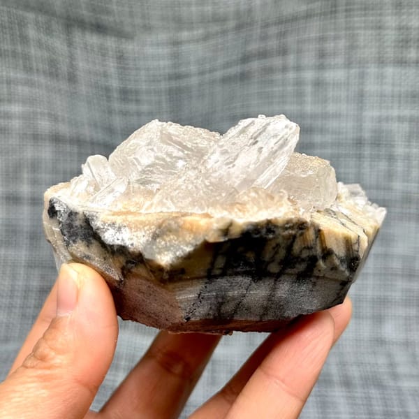 Translucent white baryte block with tabular blades from Jinkouhe, Sichuan, China, view 2 of 12