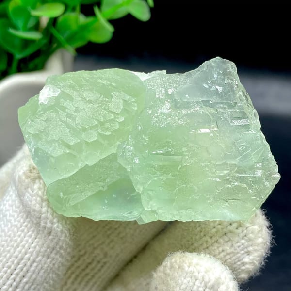 Transparent mint-green stepped fluorite from Hunan, China, view 2 of 9