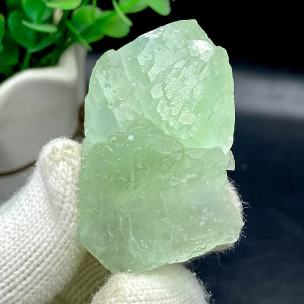 Transparent mint-green stepped fluorite from Hunan, China, view 3 of 9