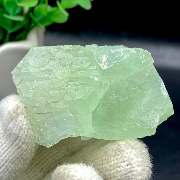 Transparent mint-green stepped fluorite from Hunan, China, view 4 of 9