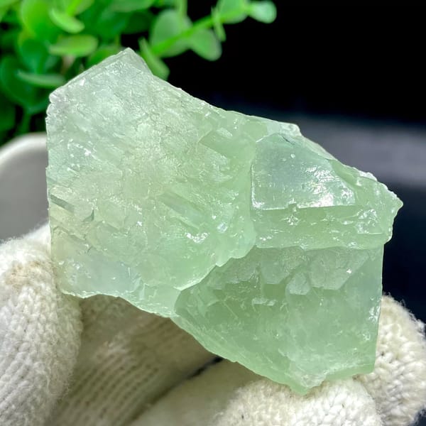 Transparent mint-green stepped fluorite from Hunan, China, view 5 of 9