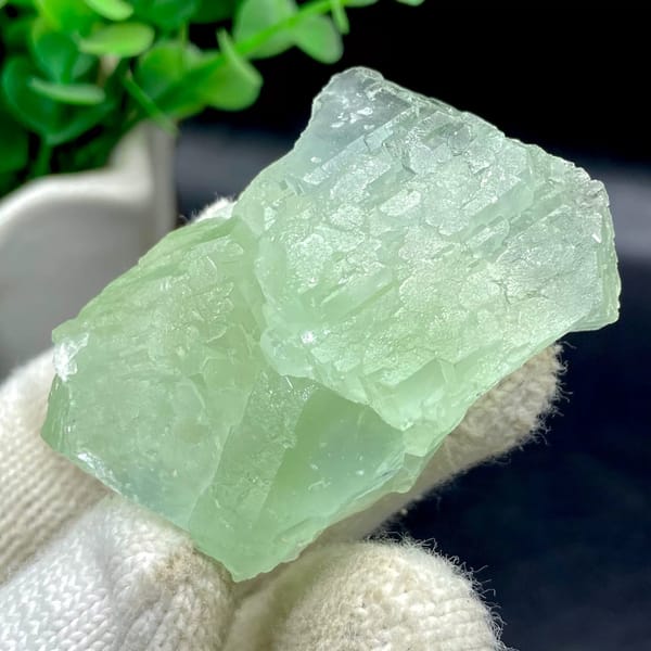 Transparent mint-green stepped fluorite from Hunan, China, view 7 of 9