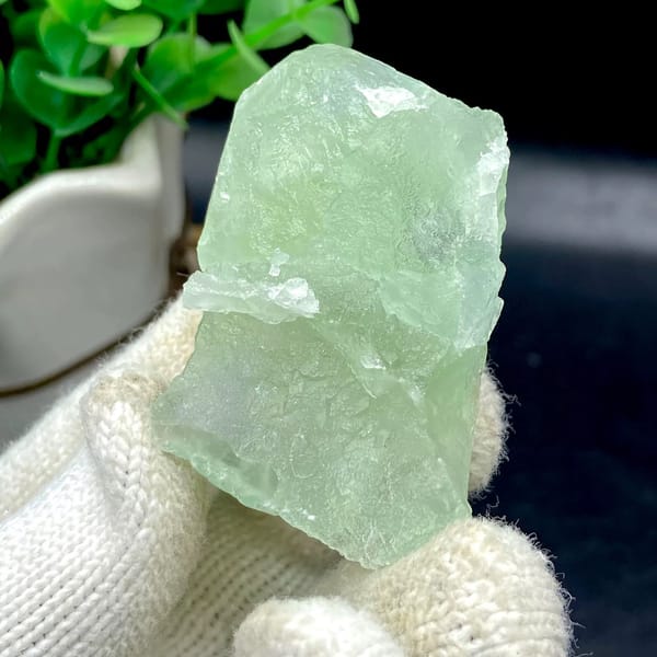 Transparent mint-green stepped fluorite from Hunan, China, view 9 of 9