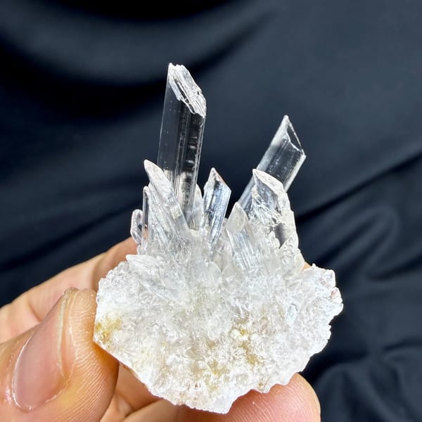 Spray of transparent gypsum selenite blades from Guizhou, China, view 2 of 6