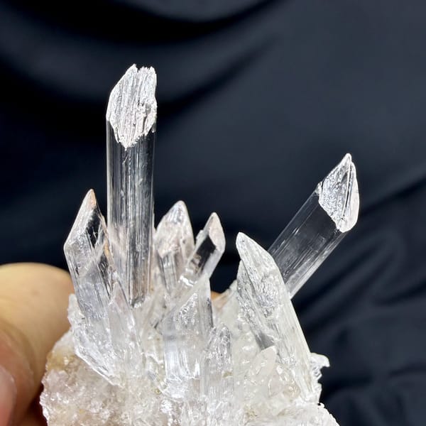 Spray of transparent gypsum selenite blades from Guizhou, China, view 3 of 6